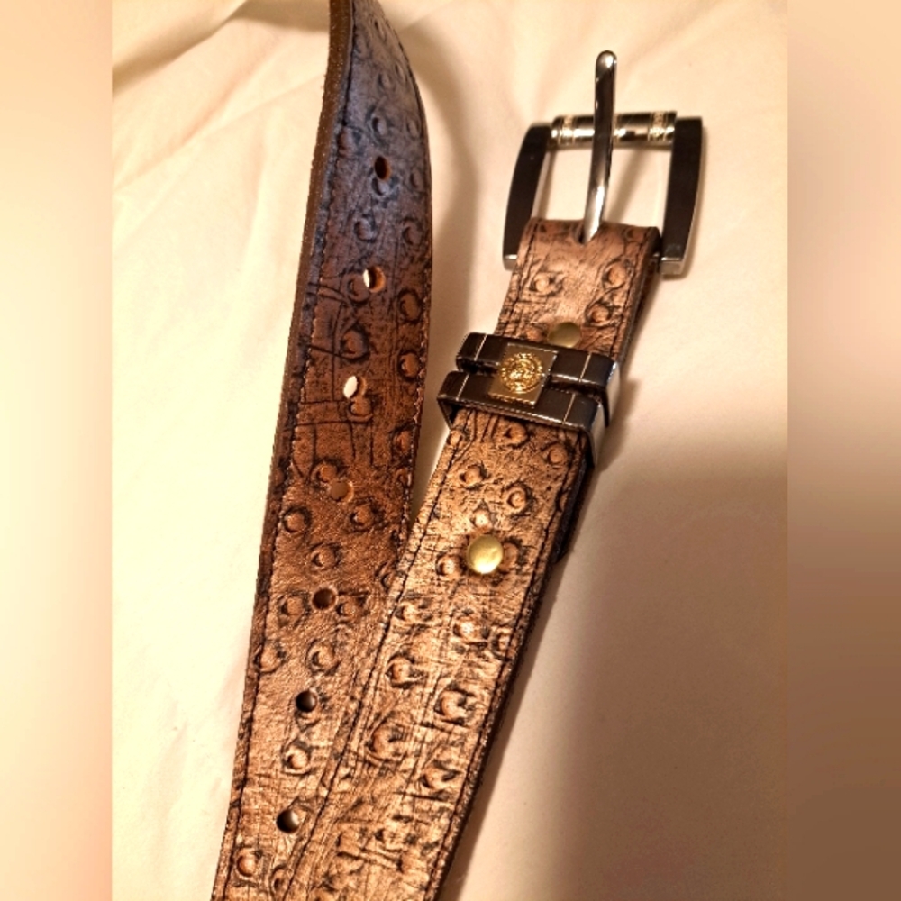 New Handmade Brown Tan Quill Ostrich Leather